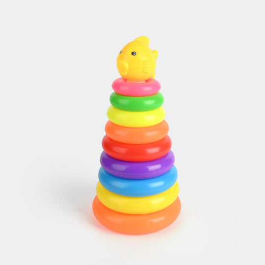 Rainbow Stacking Rings Tower Toy Fish Topper