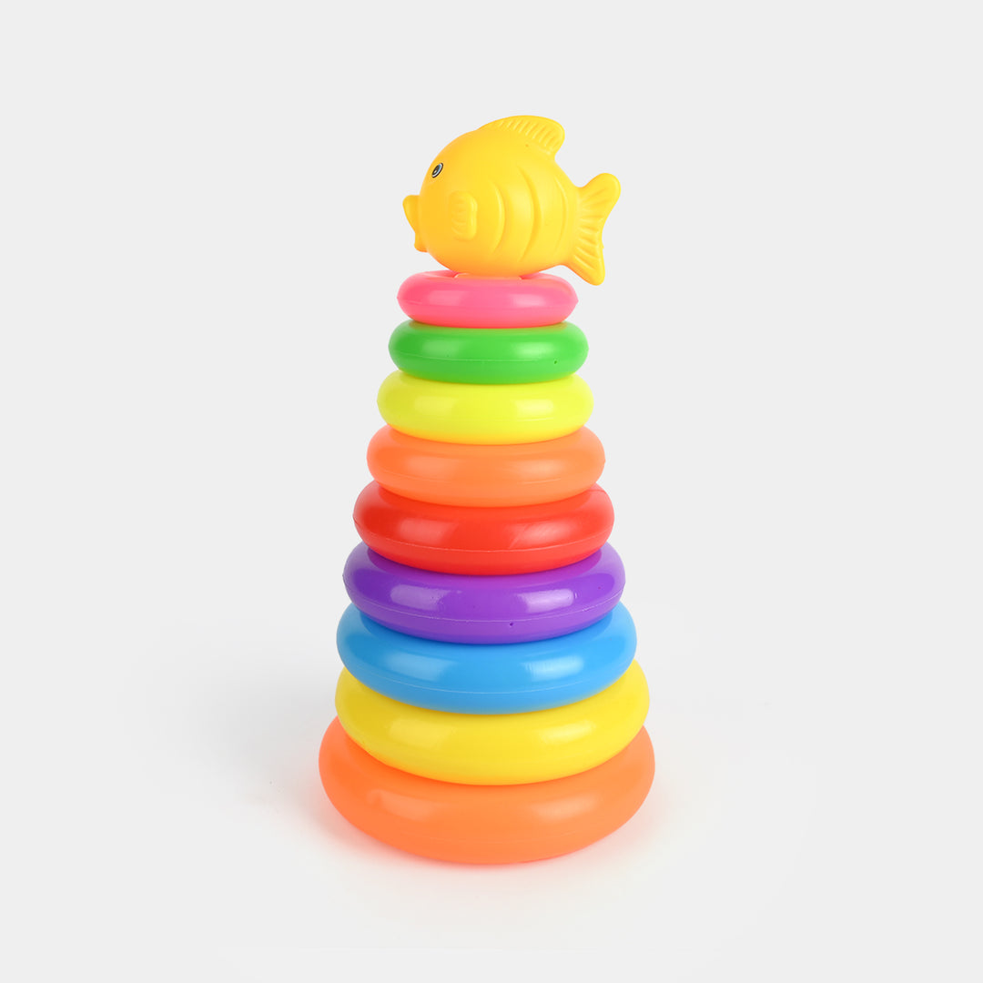 Rainbow Stacking Rings Tower Toy Fish Topper