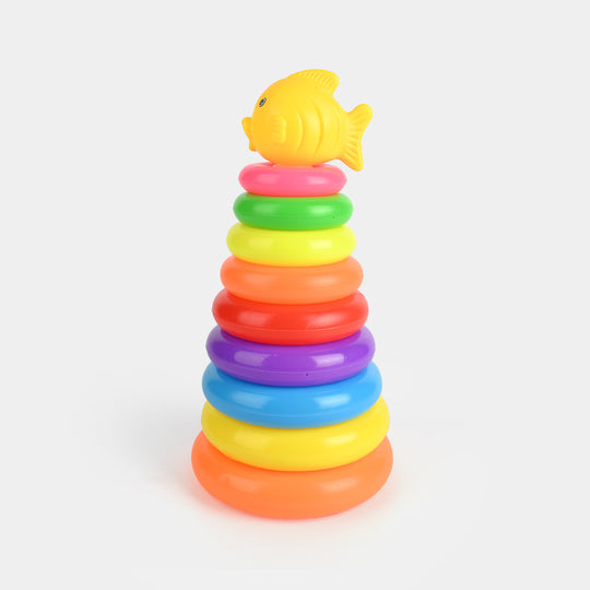 Rainbow Stacking Rings Tower Toy Fish Topper