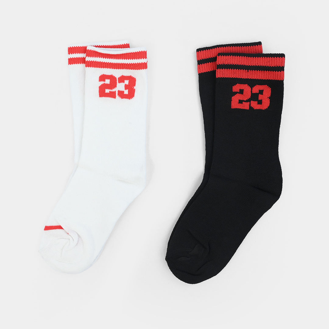 Boys Socks Pack Of 2 No-23-White/Black