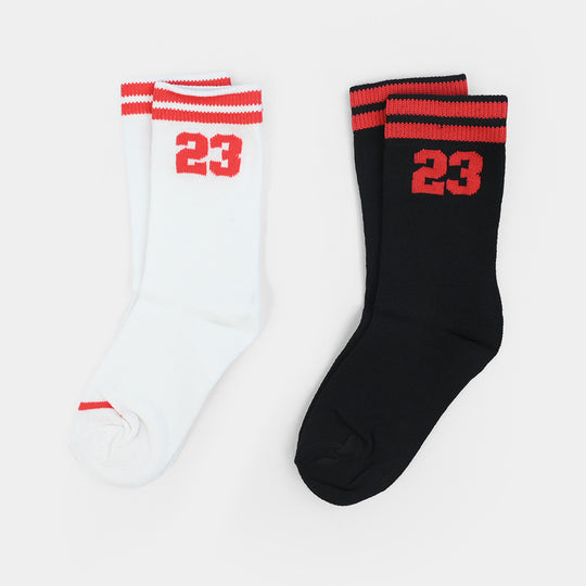 Boys Socks Pack Of 2 No-23-White/Black