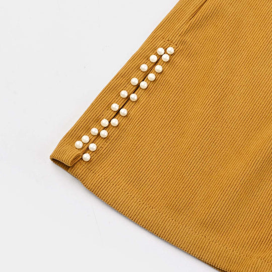 Girls Corduroy Pant Pearls-Mustard