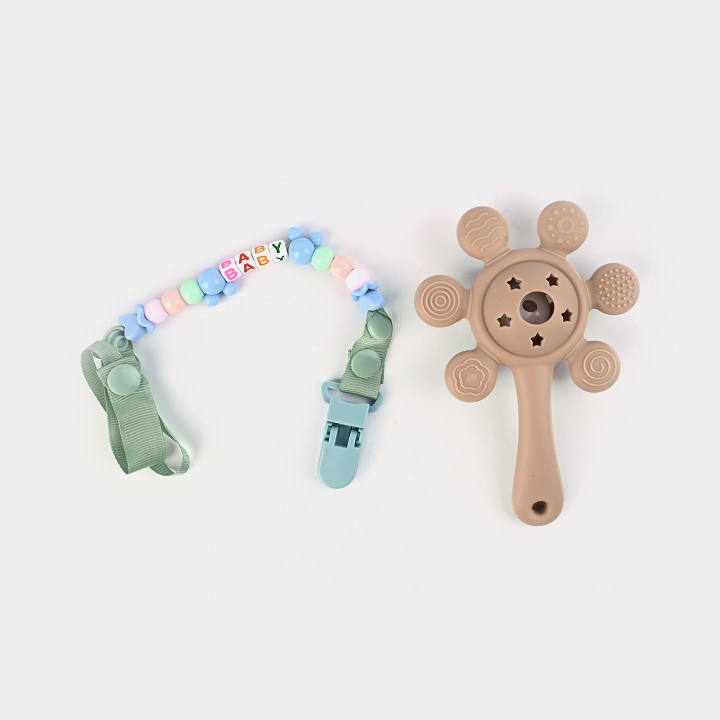 Rattle Teether With Chain | BROWN