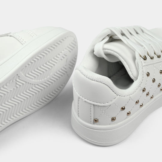 Girls Sneakers 417-12S-White.Gold