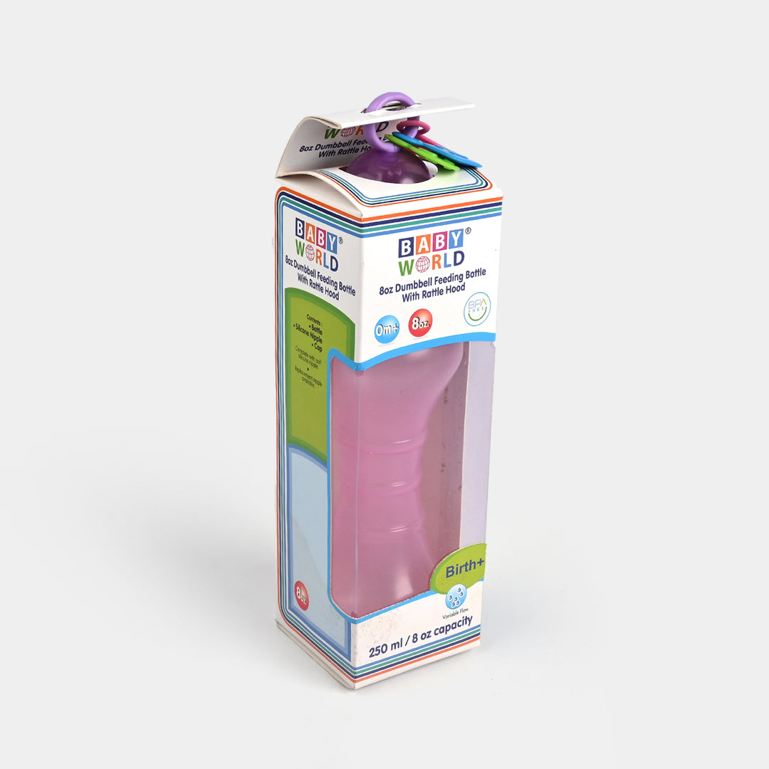 Feeding Bottle with Rattle Hood 8Oz 8042 Pink