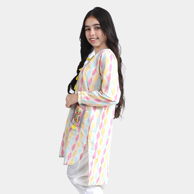 Girls Jacquard Emb Kurti Mughal