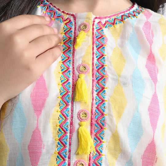 Girls Jacquard Emb Kurti Mughal