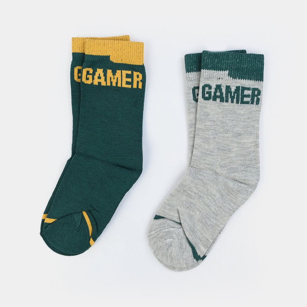 Boys Socks Pack Of 2 Gamer-Green.Grey