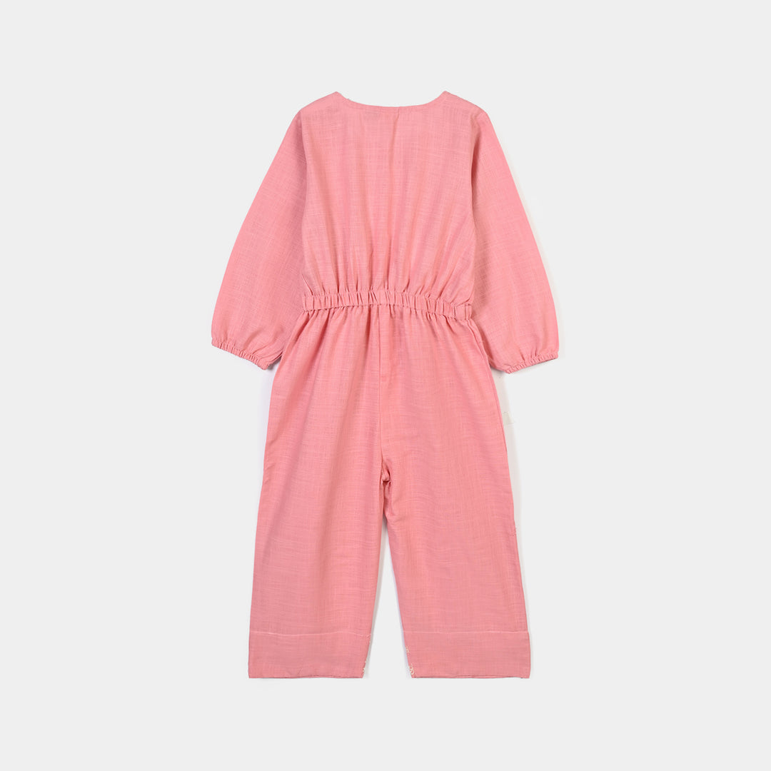 Girls Cotton Slub Emb Jump Suit Elegance