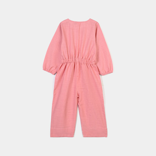Girls Cotton Slub Emb Jump Suit Elegance