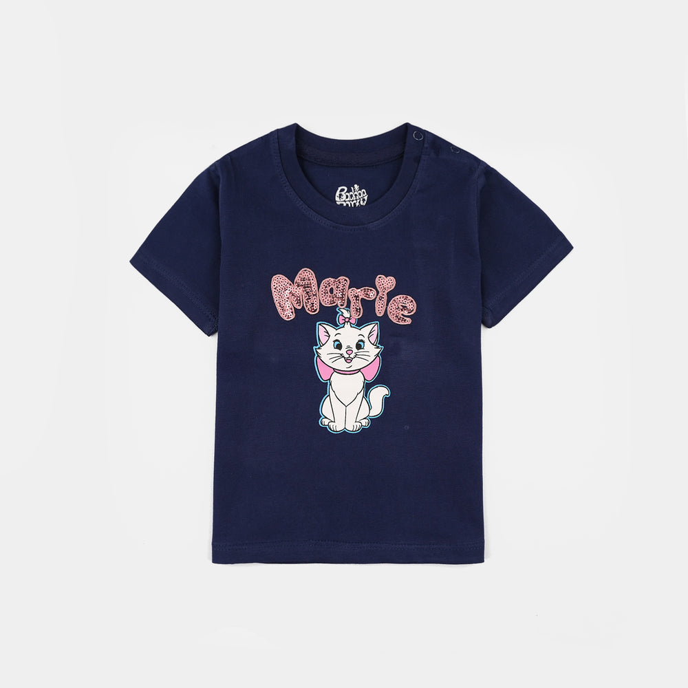 Infant Girls Jersey/Terry T-Shirt (Marie) - Navy Blue