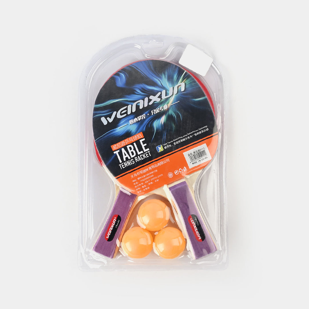 Table Tennis Racket Pair With 3 Balls For Kids