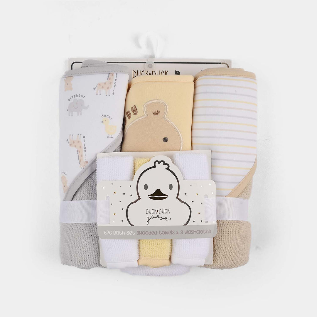Hooded Towel & Wash Cloth Set | 6Pcs Set