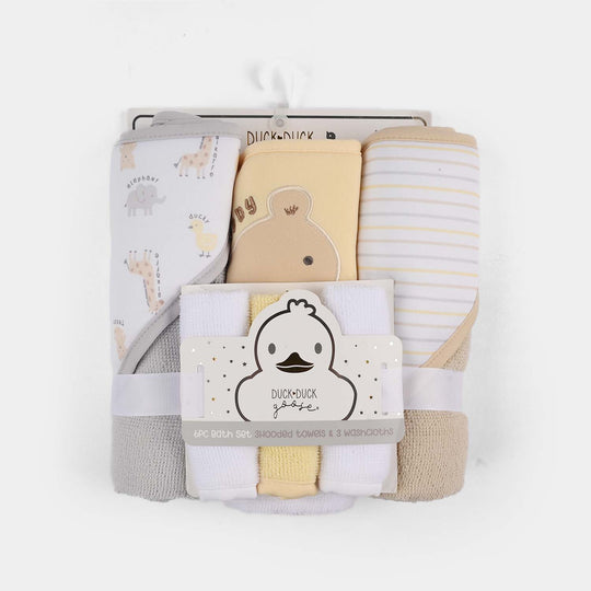 Hooded Towel & Wash Cloth Set | 6Pcs Set