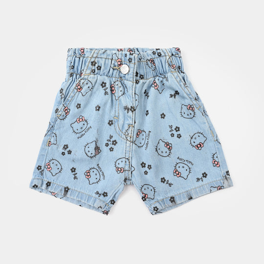 Infant Girls Denim Stretch Shorts - Light Blue