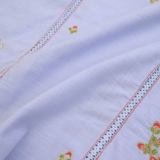 Girls Cotton Slub Embroidered Suit (Nagma) - Lilac