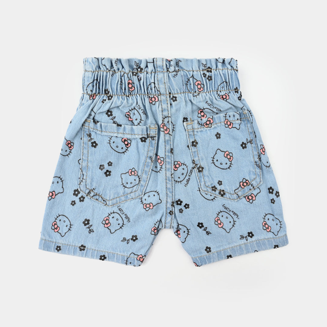 Infant Girls Denim Stretch Shorts - Light Blue