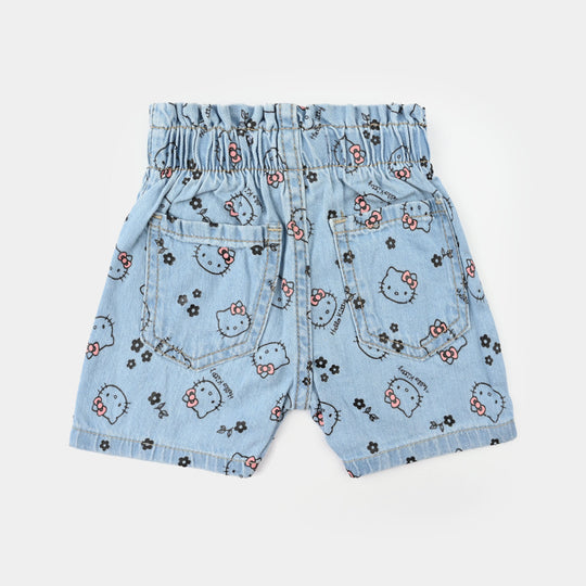 Infant Girls Denim Stretch Shorts - Light Blue