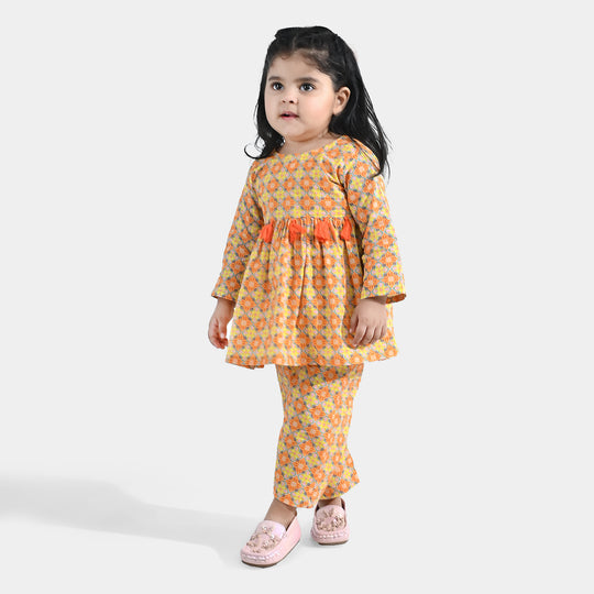 Infant Girls Cotton Printed 2Pcs Tacky - Multi