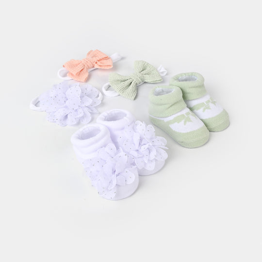 BABY BOOTIES AND HEADBANDS 5PCS SET