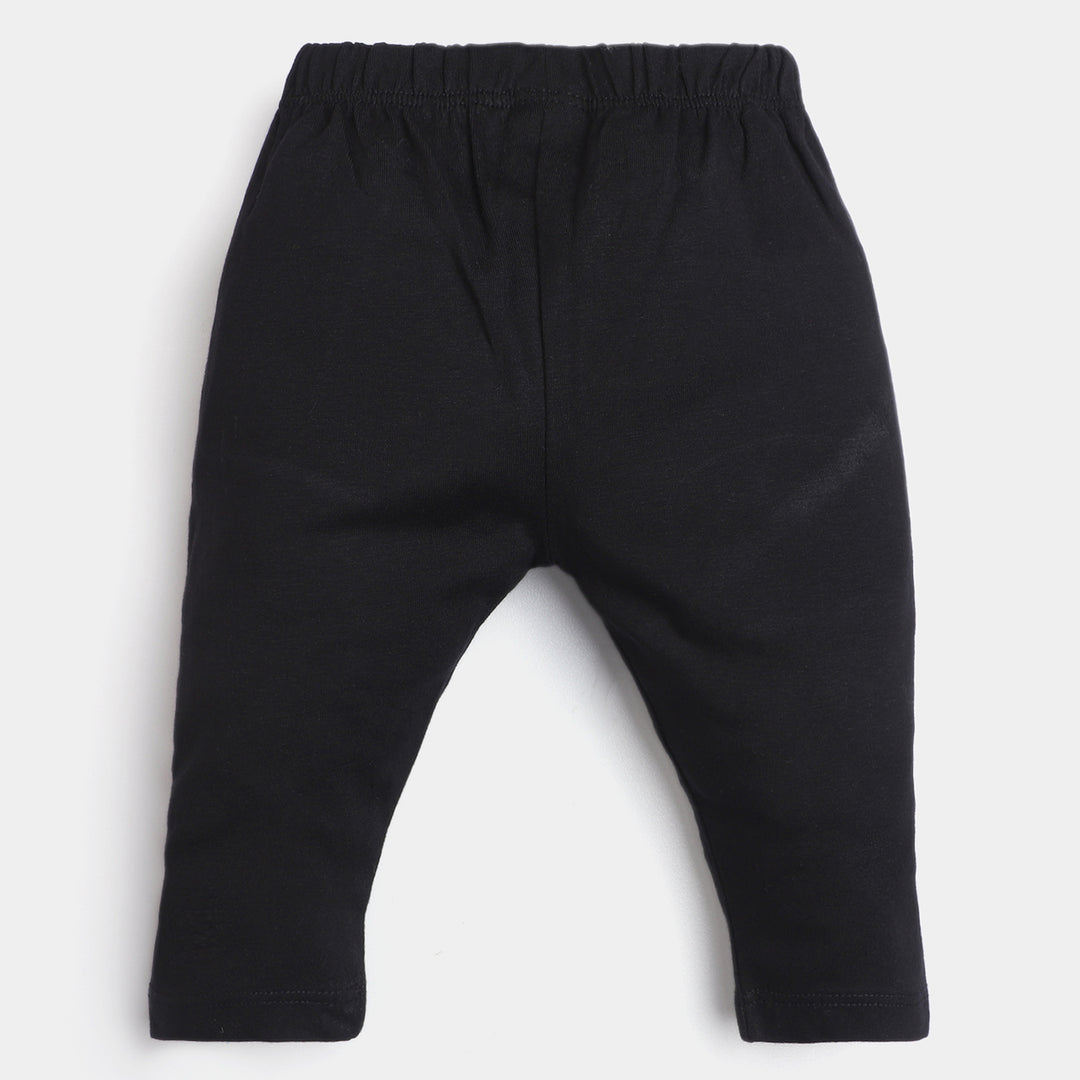 Infant Girls Lycra Jersey Plain Tights-Jet Black