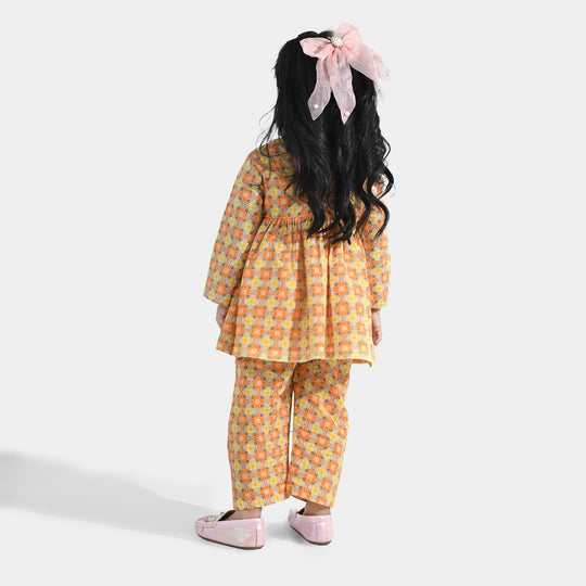 Infant Girls Cotton Printed 2Pcs Tacky - Multi