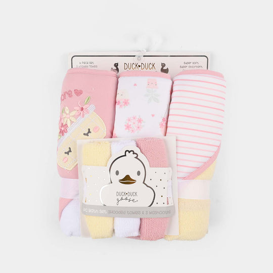 Hooded Towel & Wash Cloth Set | 6Pcs Set