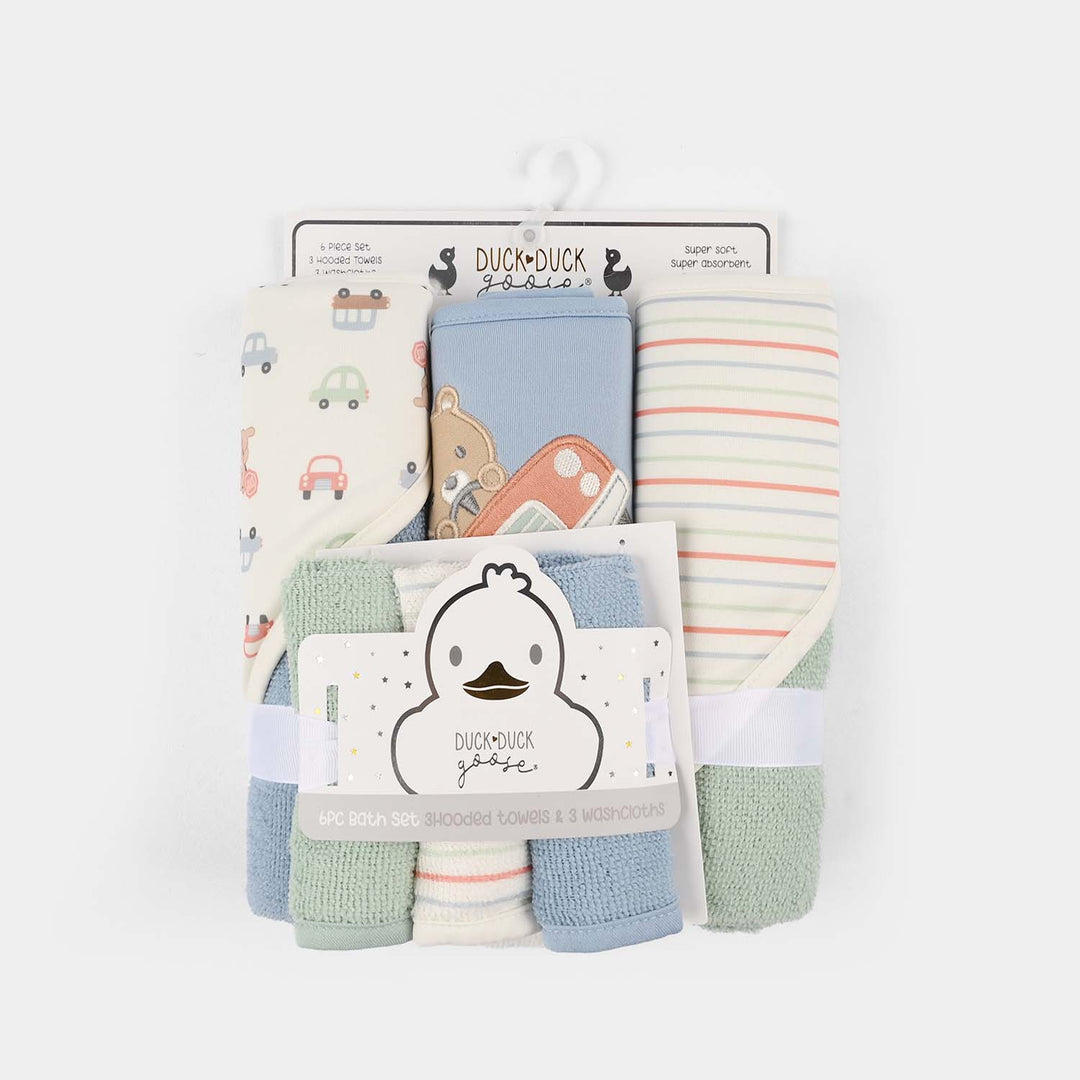 Hooded Towel & Wash Cloth Set | 6Pcs Set