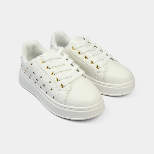 Girls Sneakers 417-12-White.Gold