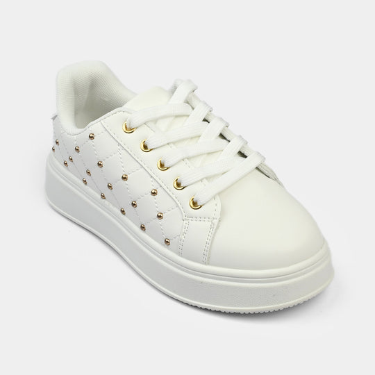Girls Sneakers 417-12-White.Gold