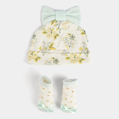 Infant Printed Cap & Socks Set 6M+