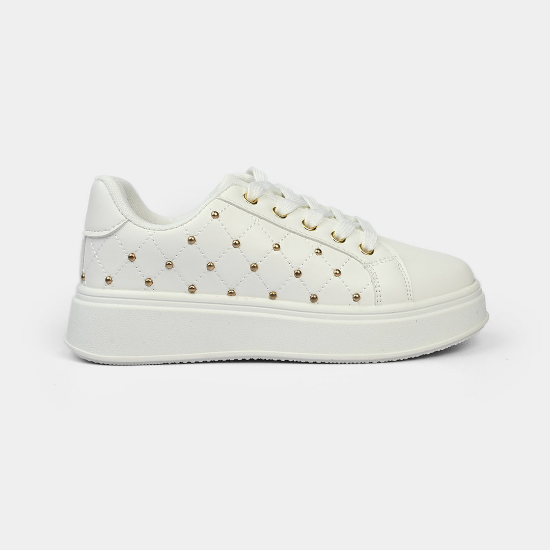 Girls Sneakers 417-12-White.Gold