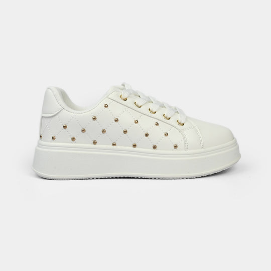 Girls Sneakers 417-12-White.Gold