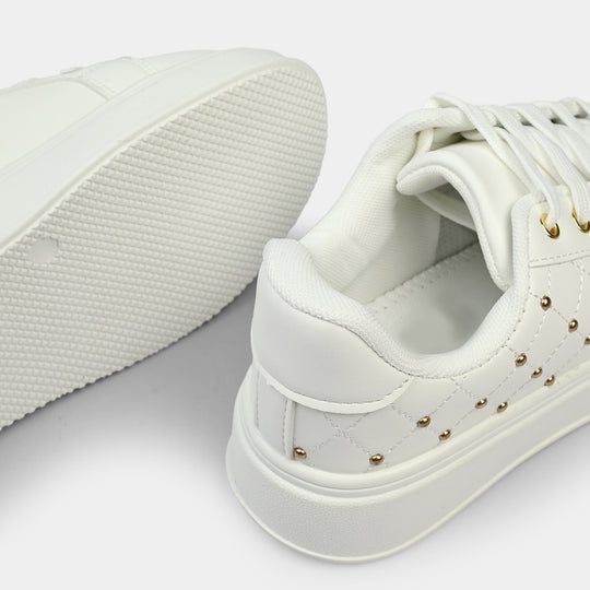Girls Sneakers 417-12-White.Gold