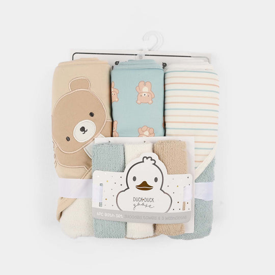 Hooded Towel & Wash Cloth Set | 6Pcs Set