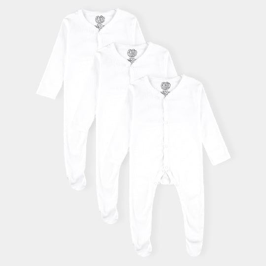 Baby Sleep Suit Pack Of 3 - White