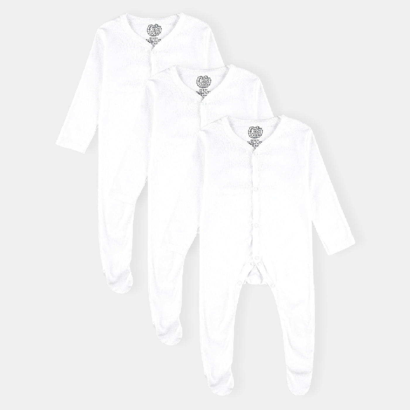 Baby Sleep Suit Pack Of 3 - White