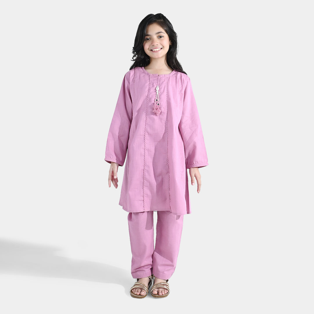 Girls Cotton Slub 2 Pcs Strawberry - Pink