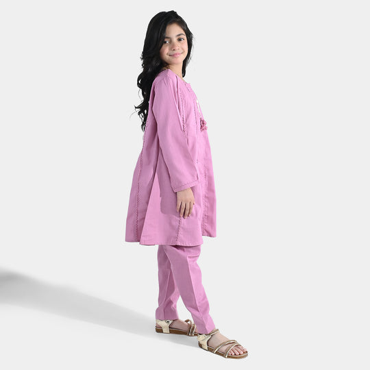 Girls Cotton Slub 2 Pcs Strawberry - Pink