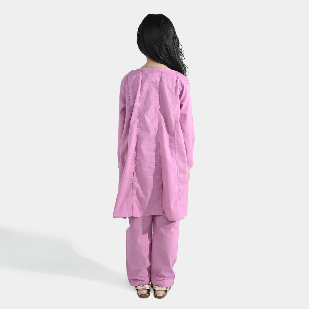 Girls Cotton Slub 2 Pcs Strawberry - Pink