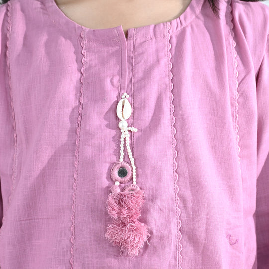 Girls Cotton Slub 2 Pcs Strawberry - Pink