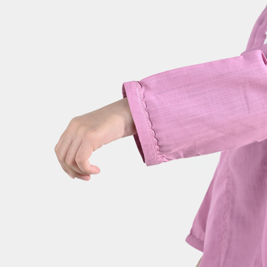 Girls Cotton Slub 2 Pcs Strawberry - Pink