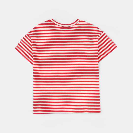 Girls Lycra Jersey T-Shirt - Red/White