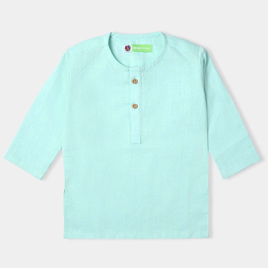 Infant Boys Cotton Slub Basic Kurta Bay-M/Green