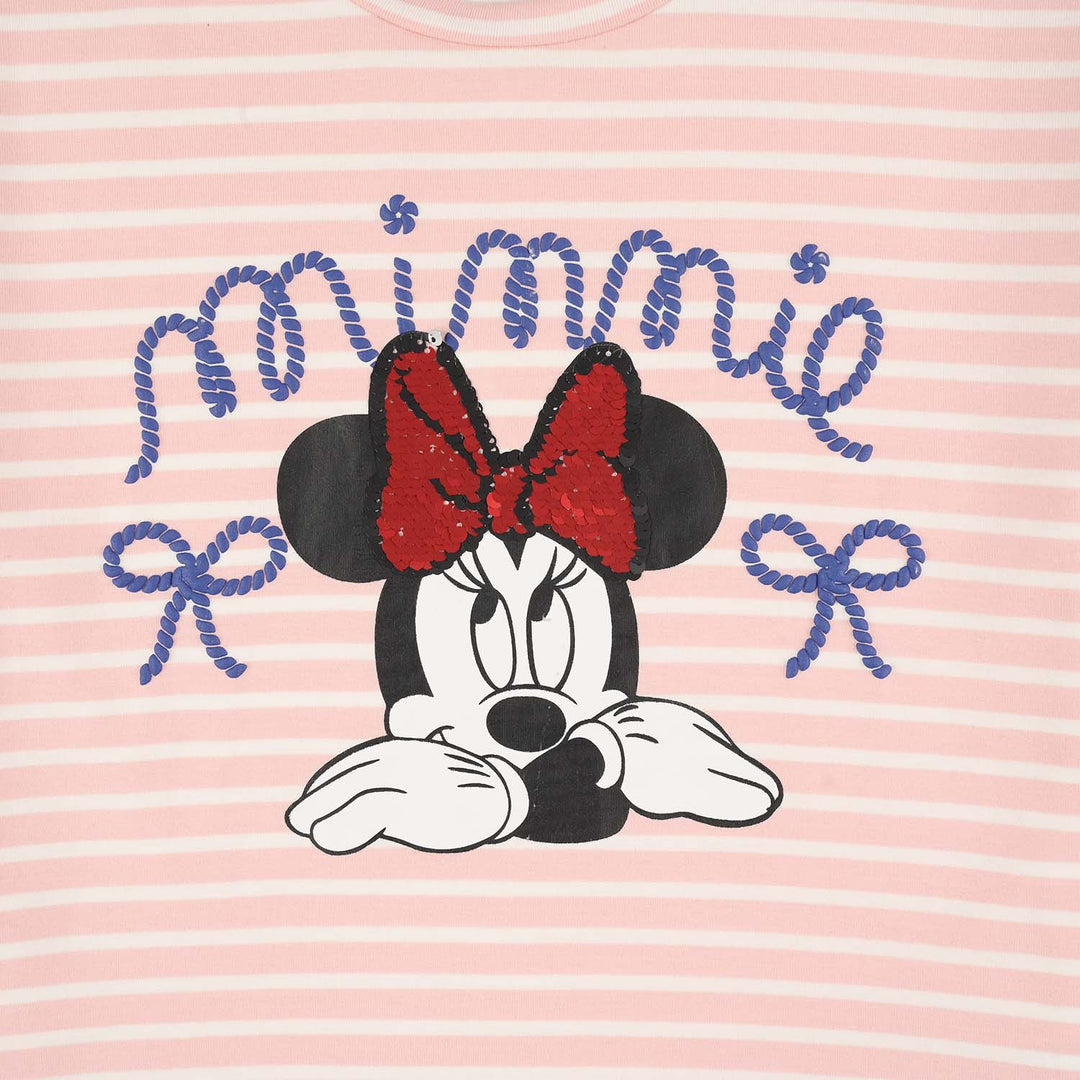 Girls Yarn Dyed Lycra Jersey T-Shirt (Character) - Pink/Peach