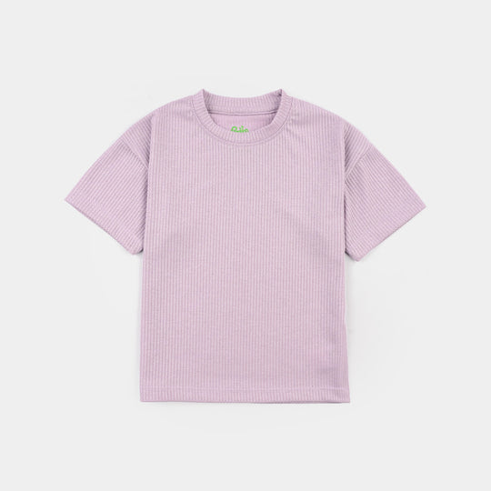 Infant Girls 2x1 Rib T-Shirt (Purple Lurex) - Purple