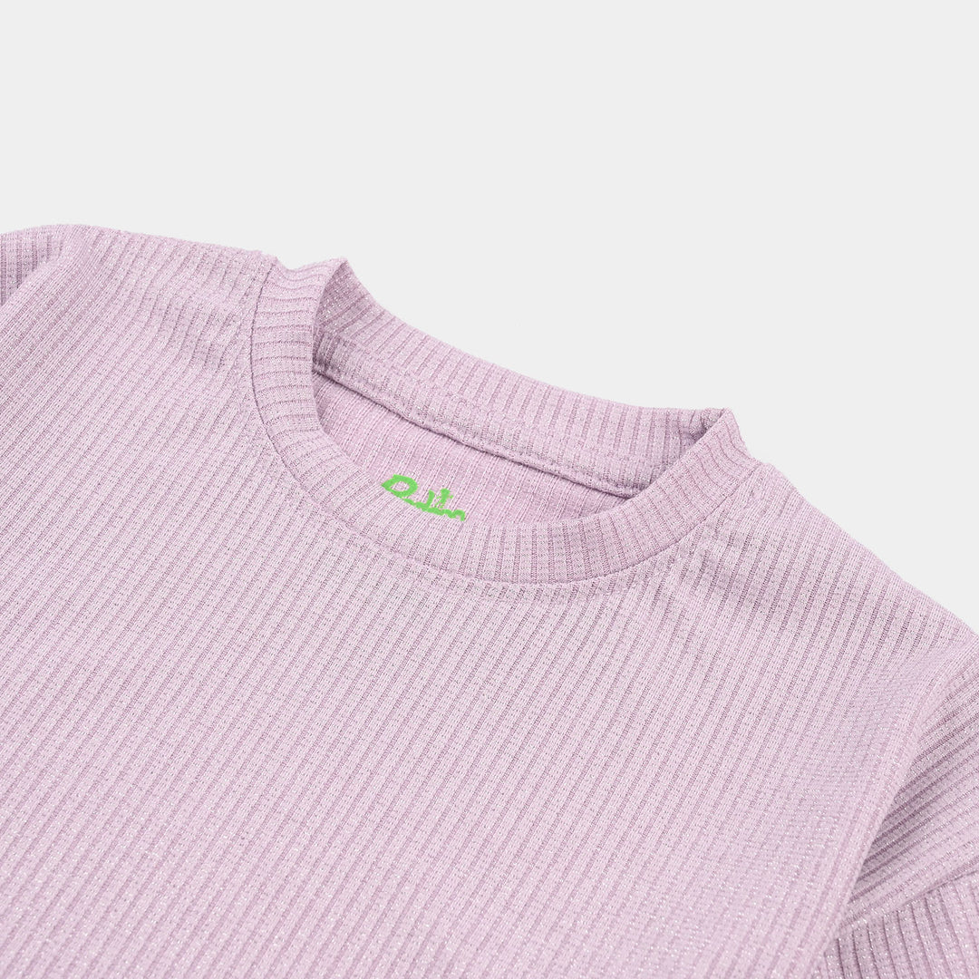 Infant Girls 2x1 Rib T-Shirt (Purple Lurex) - Purple
