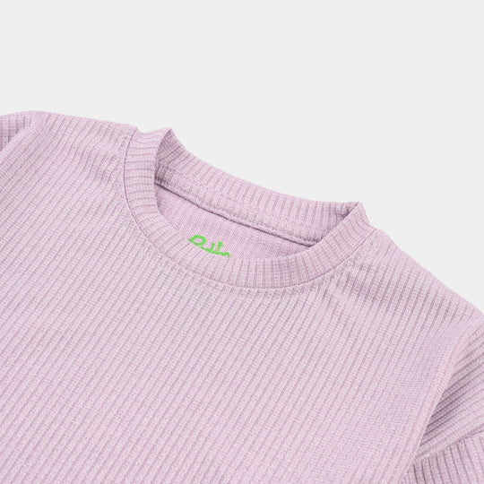 Infant Girls 2x1 Rib T-Shirt (Purple Lurex) - Purple
