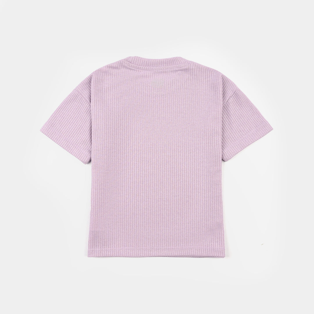 Infant Girls 2x1 Rib T-Shirt (Purple Lurex) - Purple