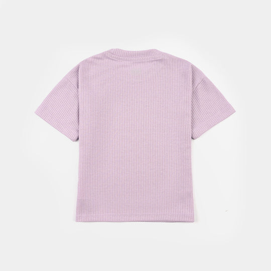 Infant Girls 2x1 Rib T-Shirt (Purple Lurex) - Purple